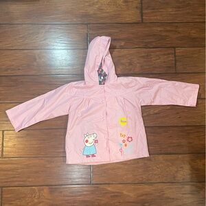 Peppa Pig Raincoat Light Jacket Hooded Pink Generic Girls Size 8 Floral Snap